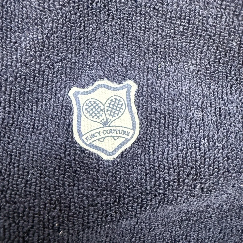 Y2K Juicy Couture Terry Tennis Jacket Kids Size 2 Navy‎ Blue NWT READ Graphic